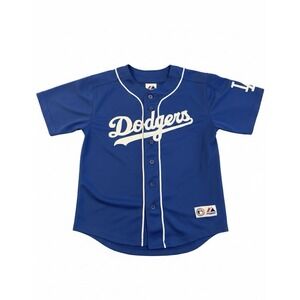 Majestic Kids Jersey Blue/White Size L MLB Matt Kemp#27 Dodgers Embroidered Logo